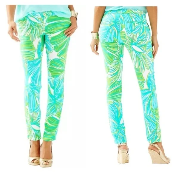 Lilly Pulitzer Alina Slim Ankle Pants Womens 0 Fronds Place Print Tropical Color - Picture 13 of 13